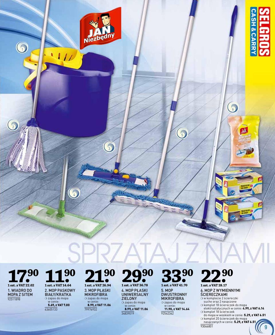 z VAT 1.0. MOP DWUSTRONNY MIKROFIBRA zapas do mopa w cenie: 11.90, z VAT 1. 9 1 szt. z VAT 8.1. MOP Z WYMIENNYMI ŚCIERECZKAMI w komplecie ściereczki suche oraz nasączone komplet 18 ściereczek do mopa elektrostatycznych w cenie:.