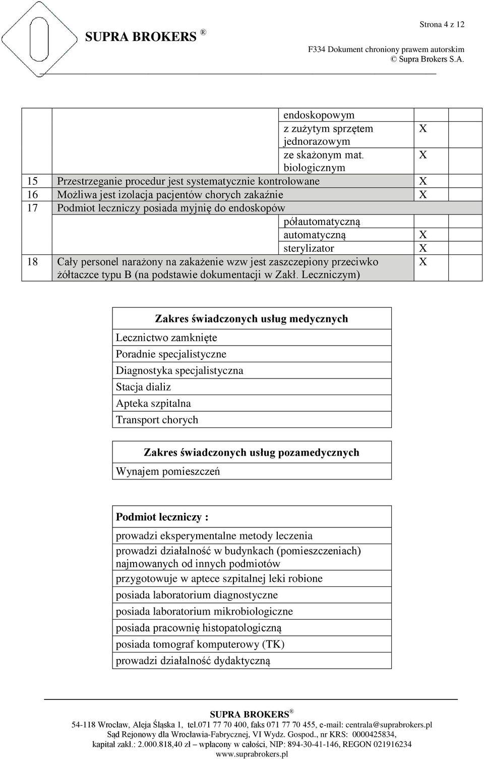 automatyczną sterylizator 18 Cały personel narażony na zakażenie wzw jest zaszczepiony przeciwko żółtaczce typu B (na podstawie dokumentacji w Zakł.