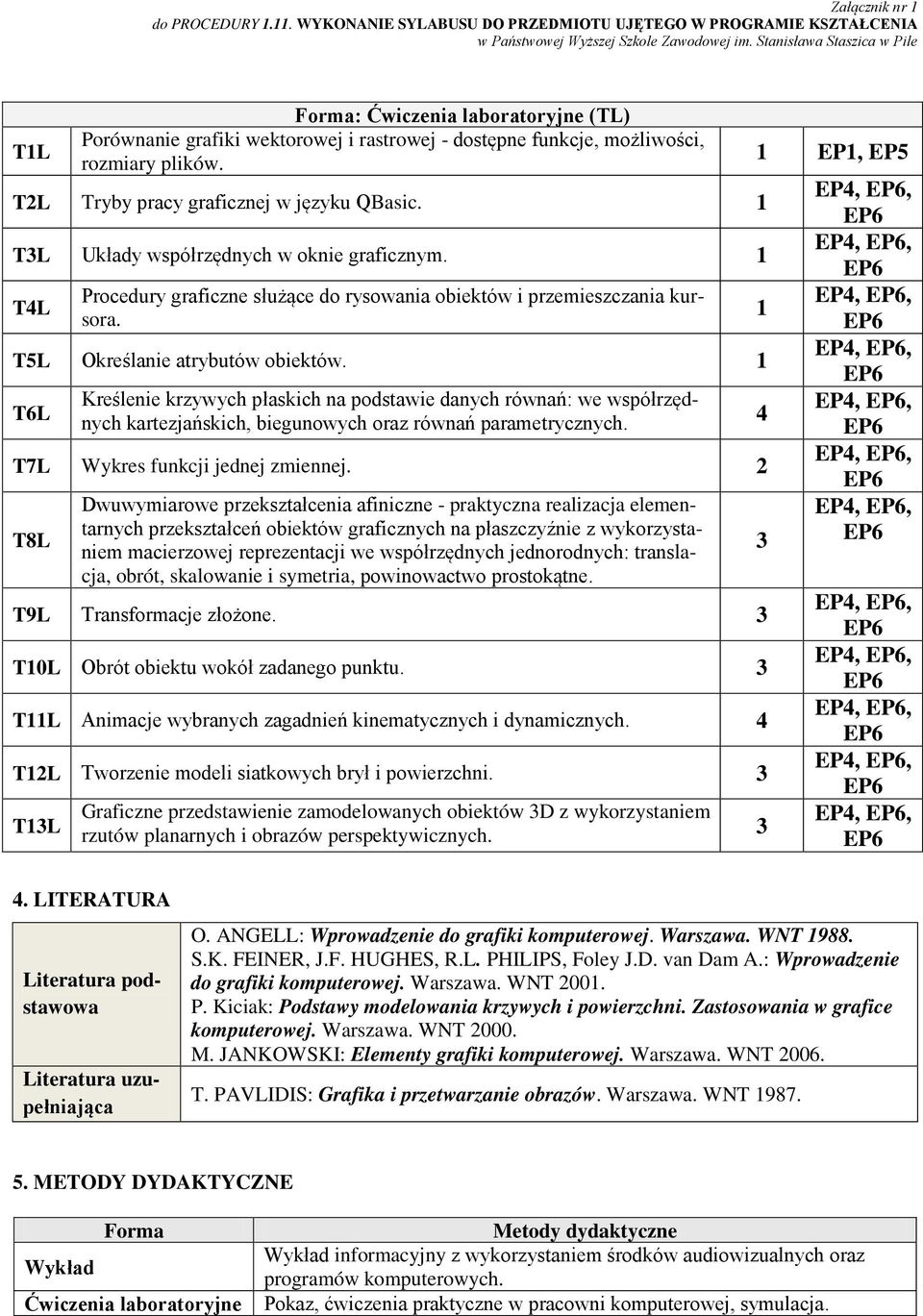 1 T3L Układy współrzędnych w oknie graficznym. 1 T4L Procedury graficzne służące do rysowania obiektów i przemieszczania kursora. T5L Określanie atrybutów obiektów.