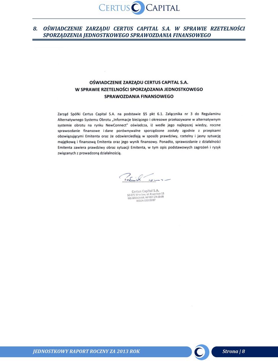 JEDNOSTKOWEGO SPRAWOZDANIA FINANSOWEGO