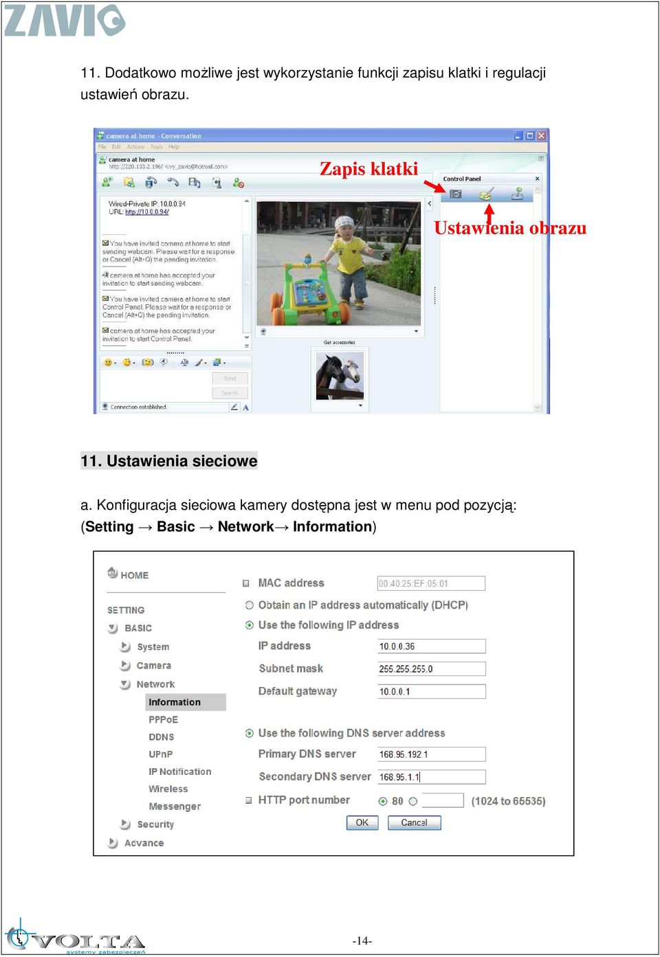 Ustawienia sieciowe a.