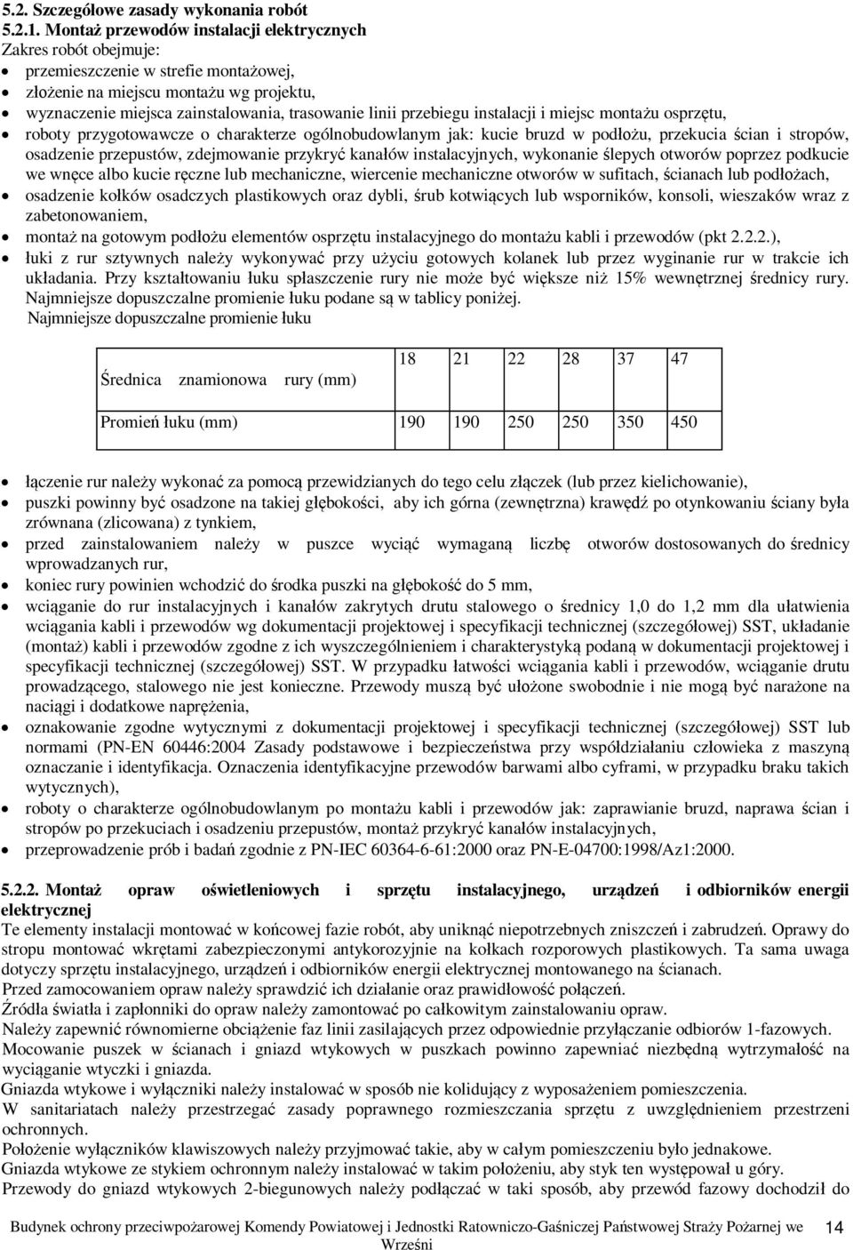 instalacji i miejsc montau osprztu, roboty przygotowawcze o charakterze ogólnobudowlanym jak: kucie bruzd w podu, przekucia cian i stropów, osadzenie przepustów, zdejmowanie przykry kanaów