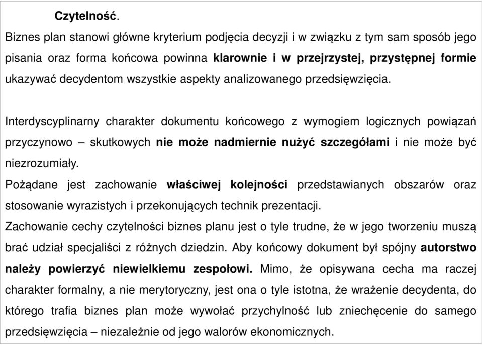 aspekty analizowanego przedsięwzięcia.