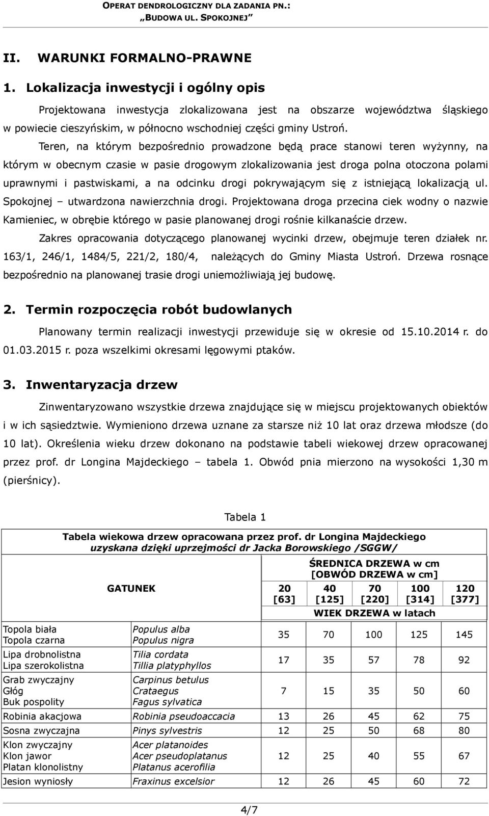 Teren, na którym bezpośrednio prowadzone będą prace stanowi teren wyżynny, na którym w obecnym czasie w pasie drogowym zlokalizowania jest droga polna otoczona polami uprawnymi i pastwiskami, a na