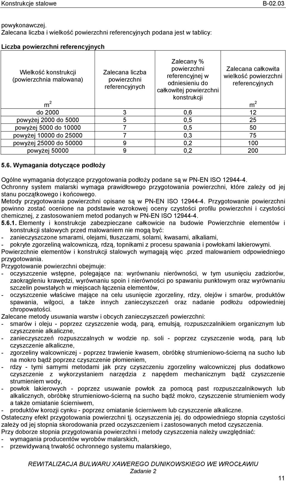 referencyjnych Zalecany % powierzchni referencyjnej w odniesieniu do całkowitej powierzchni konstrukcji Zalecana całkowita wielkość powierzchni referencyjnych do 2000 3 0,6 12 powyŝej 2000 do 5000 5