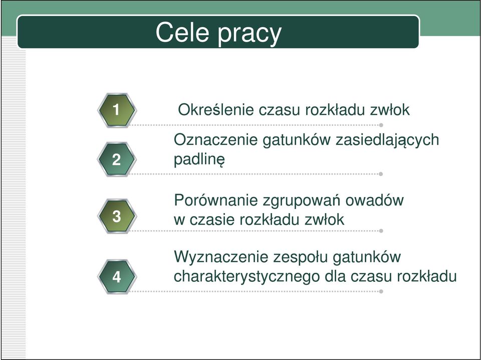 zgrupowań owadów w czasie rozkładu zwłok Wyznaczenie