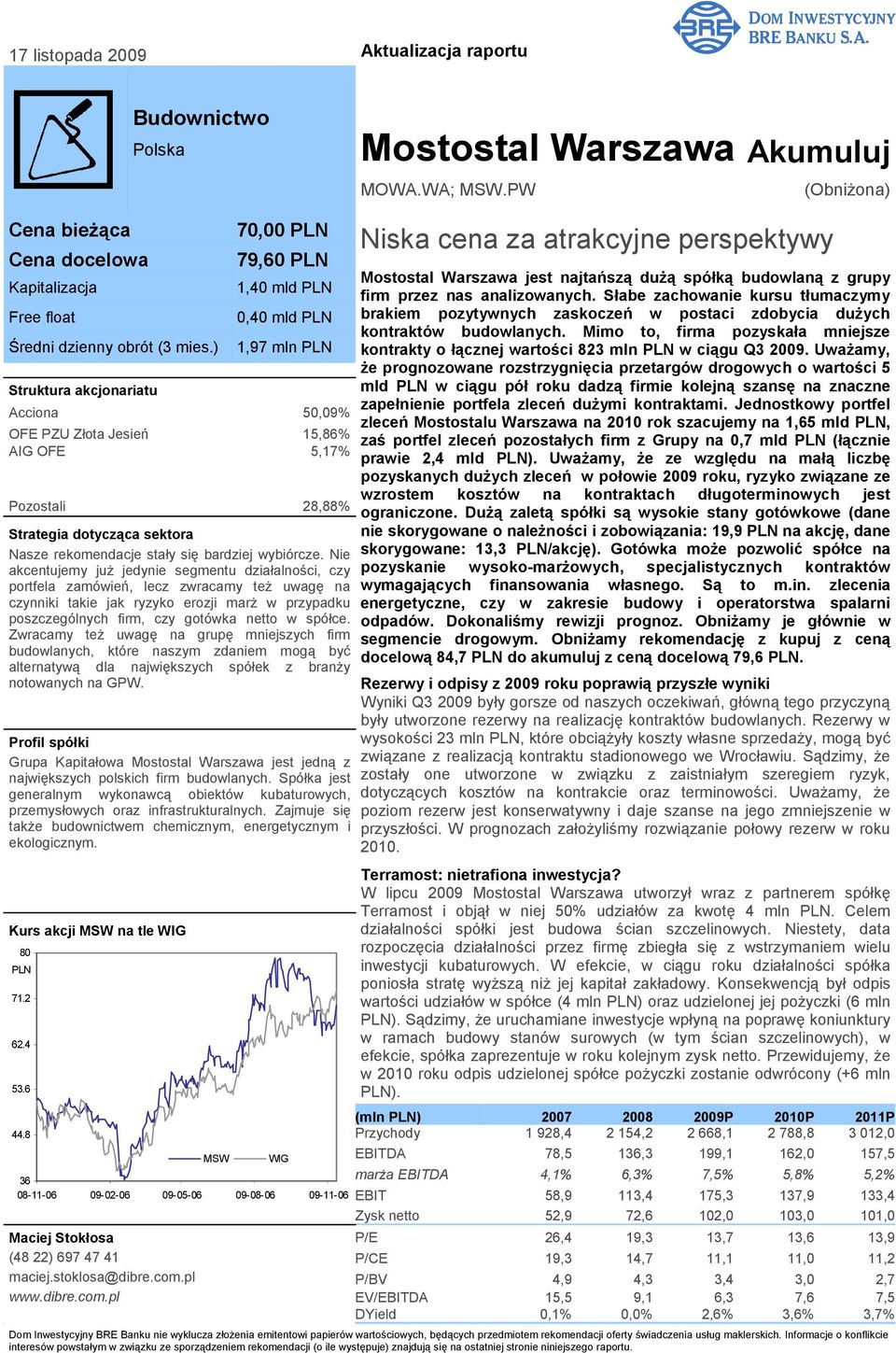 8 MSW 70,00 PLN 79,60 PLN 1,40 mld PLN 0,40 mld PLN 1,97 mln PLN Acciona 50,09% OFE PZU Złota Jesień 15,86% AIG OFE 5,17% Pozostali 28,88% Strategia dotycząca sektora Nasze rekomendacje stały się