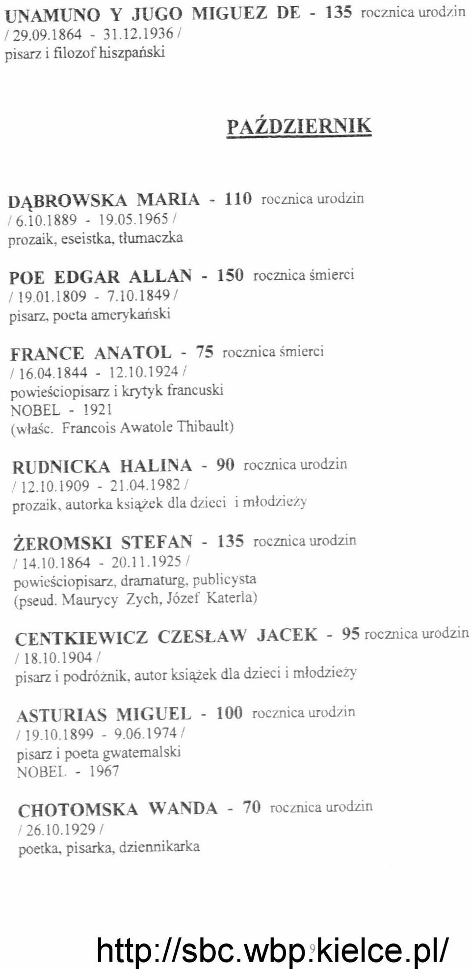 1849 / pisarz. poeta amerykański FRANCE ANATOL - 75 rocznica śmierci / 16.04.1844-12.10.