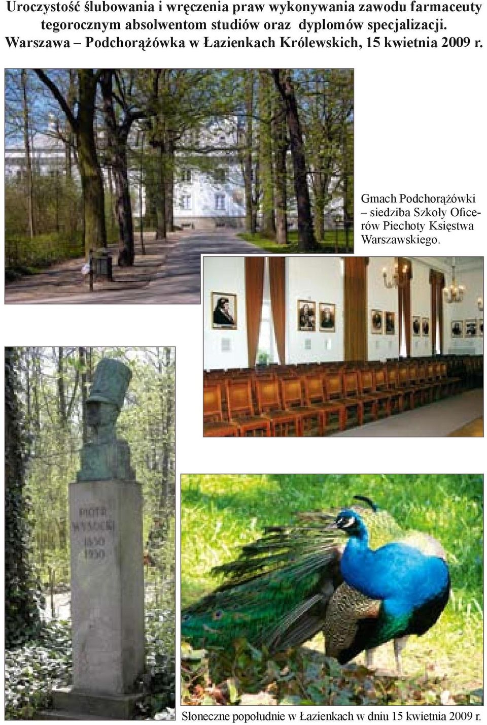 Warszawa Podchorążówka w Łazienkach Królewskich, 15 kwietnia 2009 r.