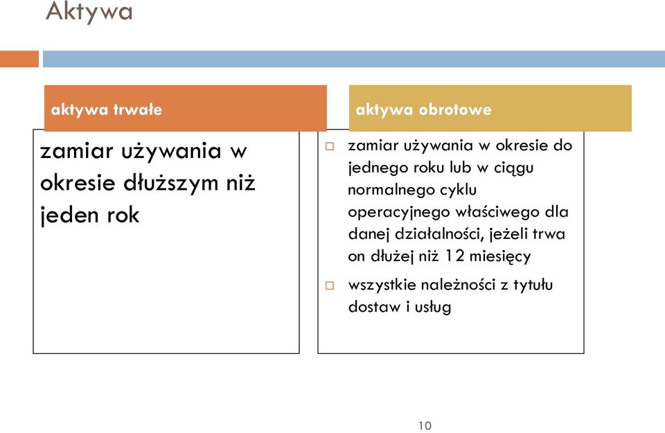 normalnego cyklu operacyjnego właściwego dla danej działalności, jeżeli