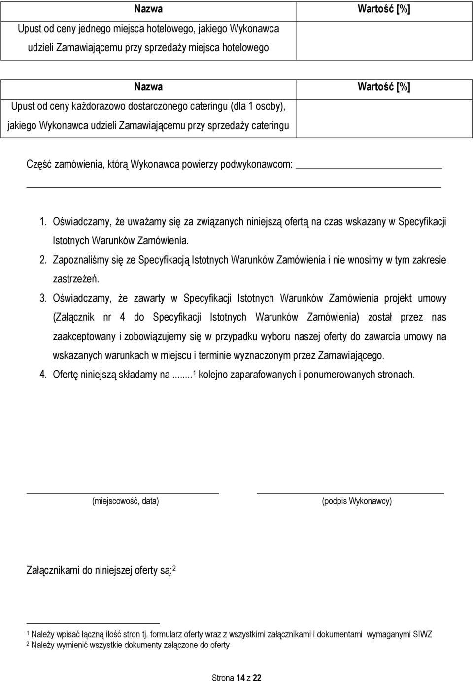 Oświadczamy, że uważamy się za związanych niniejszą ofertą na czas wskazany w Specyfikacji Istotnych Warunków Zamówienia. 2.