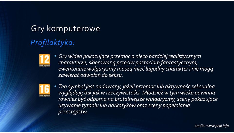 Ten symbol jest nadawany, jeżeli przemoc lub aktywność seksualna wyglądają tak jak w rzeczywistości.