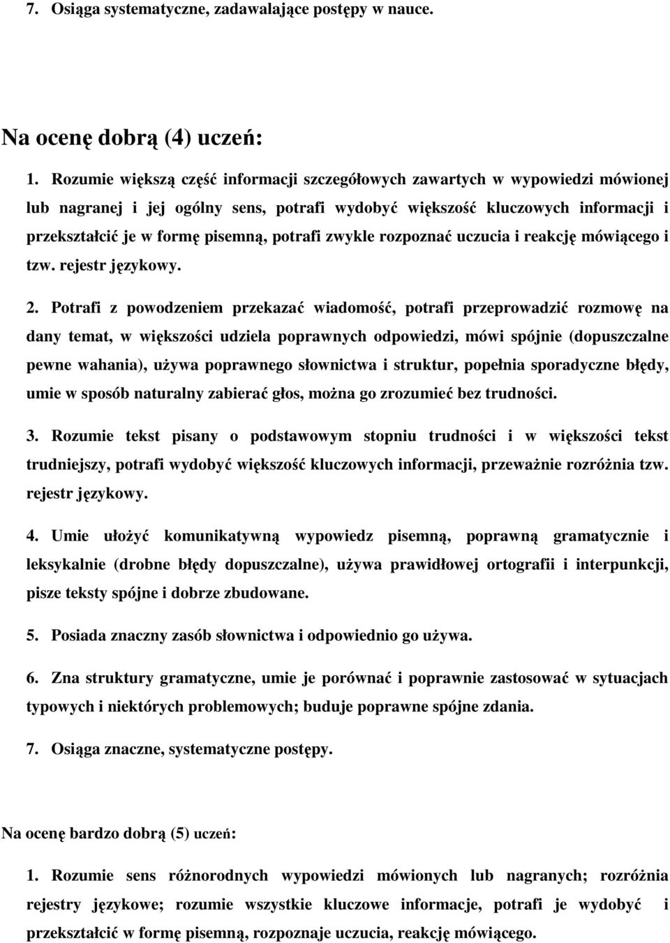 potrafi zwykle rozpoznać uczucia i reakcję mówiącego i tzw. rejestr językowy. 2.