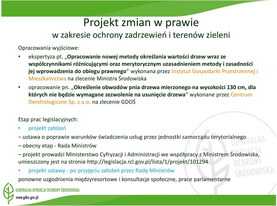 Instytut Gospodarki Przestrzennej i Mieszkalnictwa na zlecenie Ministra Środowiska opracowanie pn.