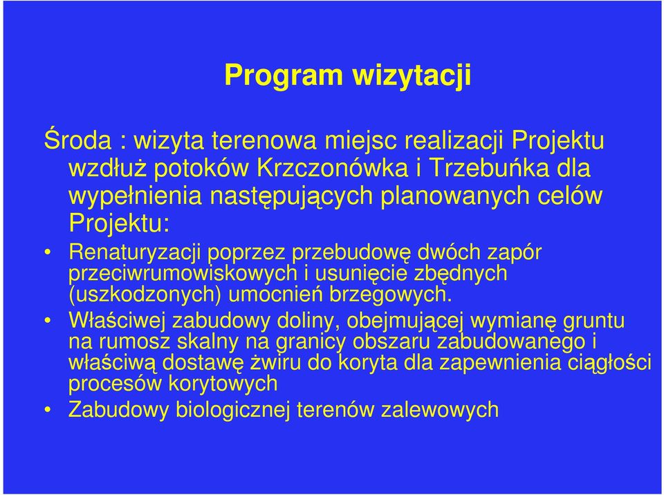 zbędnych (uszkodzonych) umocnień brzegowych.