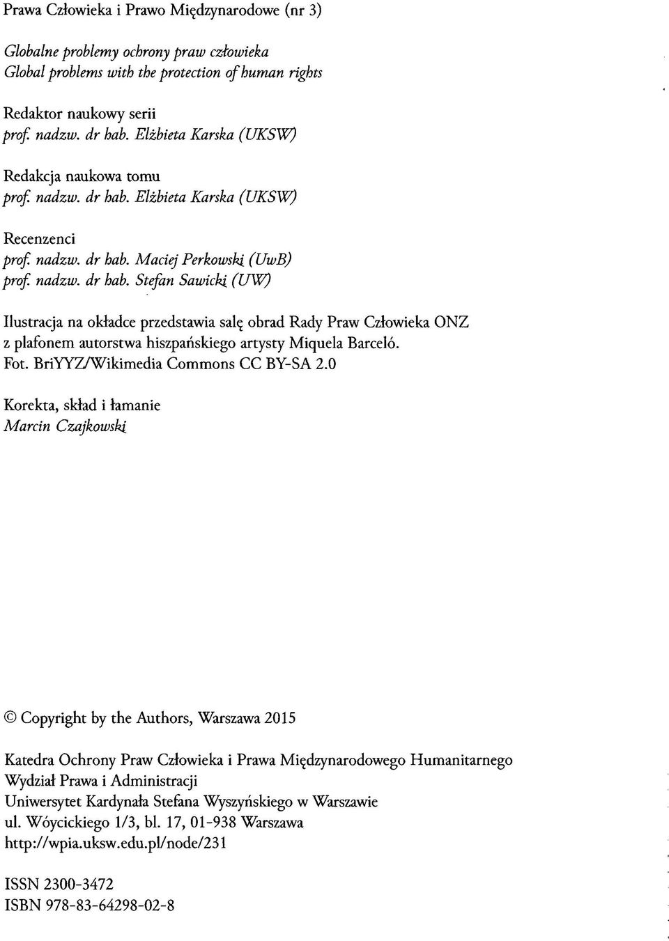 Elżbieta Karska (UKSW) Recenzenci prof. nadzw. dr hab.