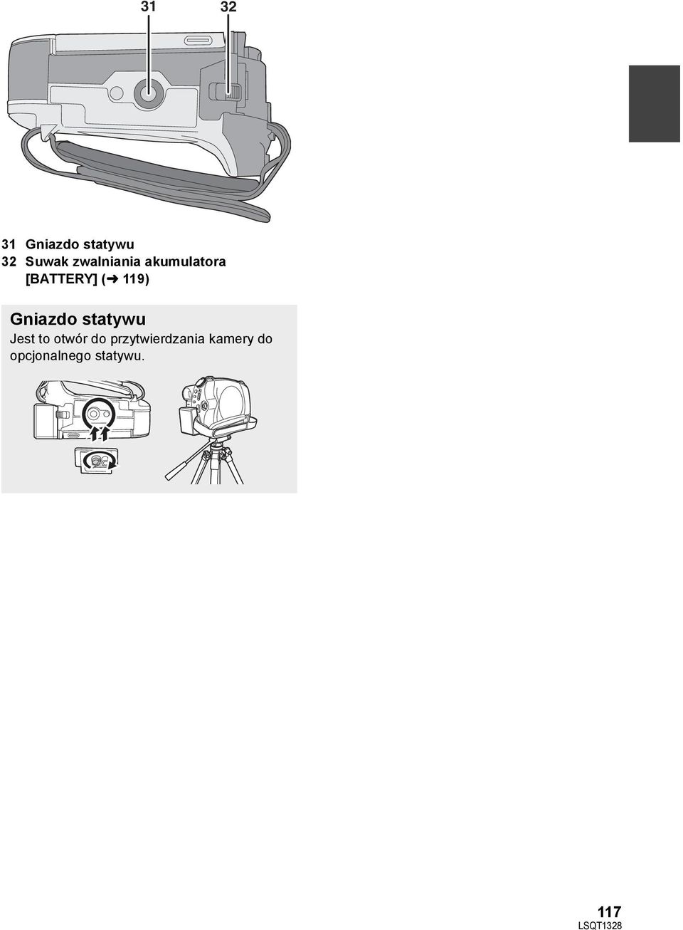 119) Gniazdo statywu Jest to otwór do