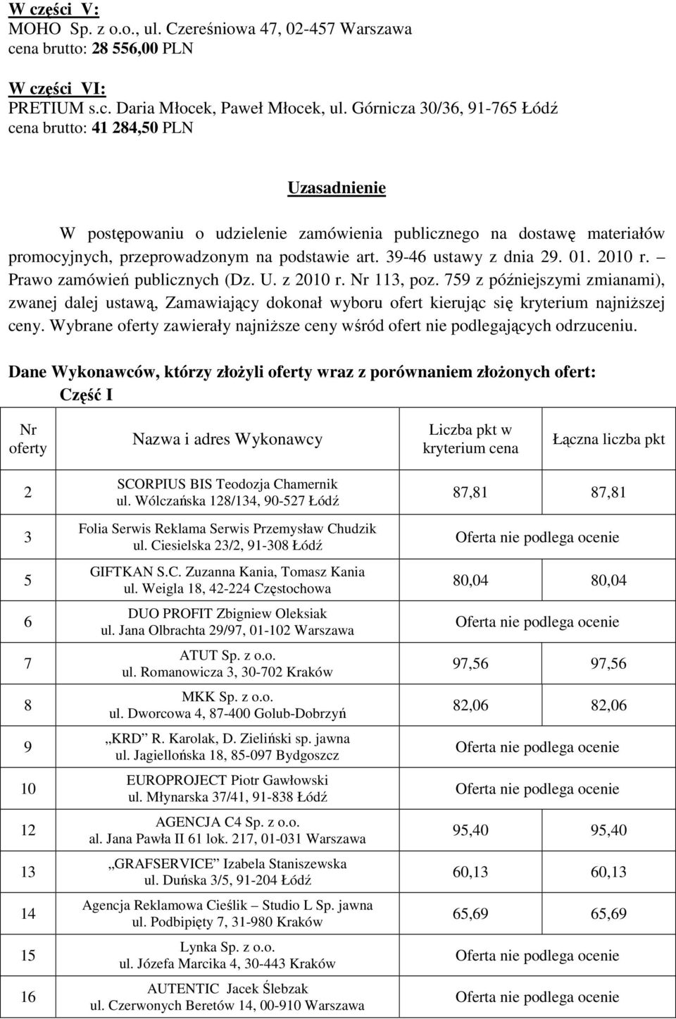 9-4 ustawy z dnia 9. 01. 10 r. Prawo zamówień publicznych (Dz. U. z 10 r. 1, poz.