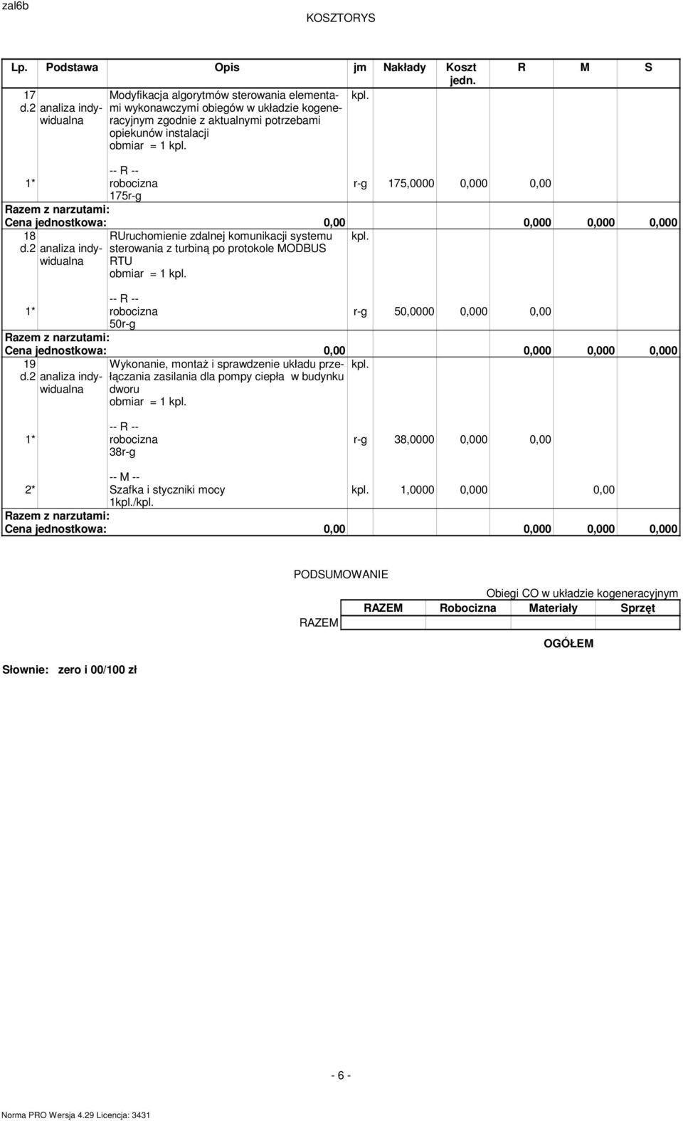 2 analiza indywidualna 50r-g RUruchomienie zdalnej komunikacji systemu sterowania z turbiną po protokole MODBUS RTU r-g 50,0000 0,000 0,00 19 d.