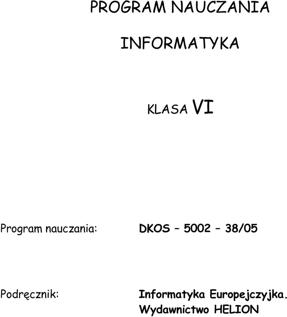 5002 38/05 Podręcznik: