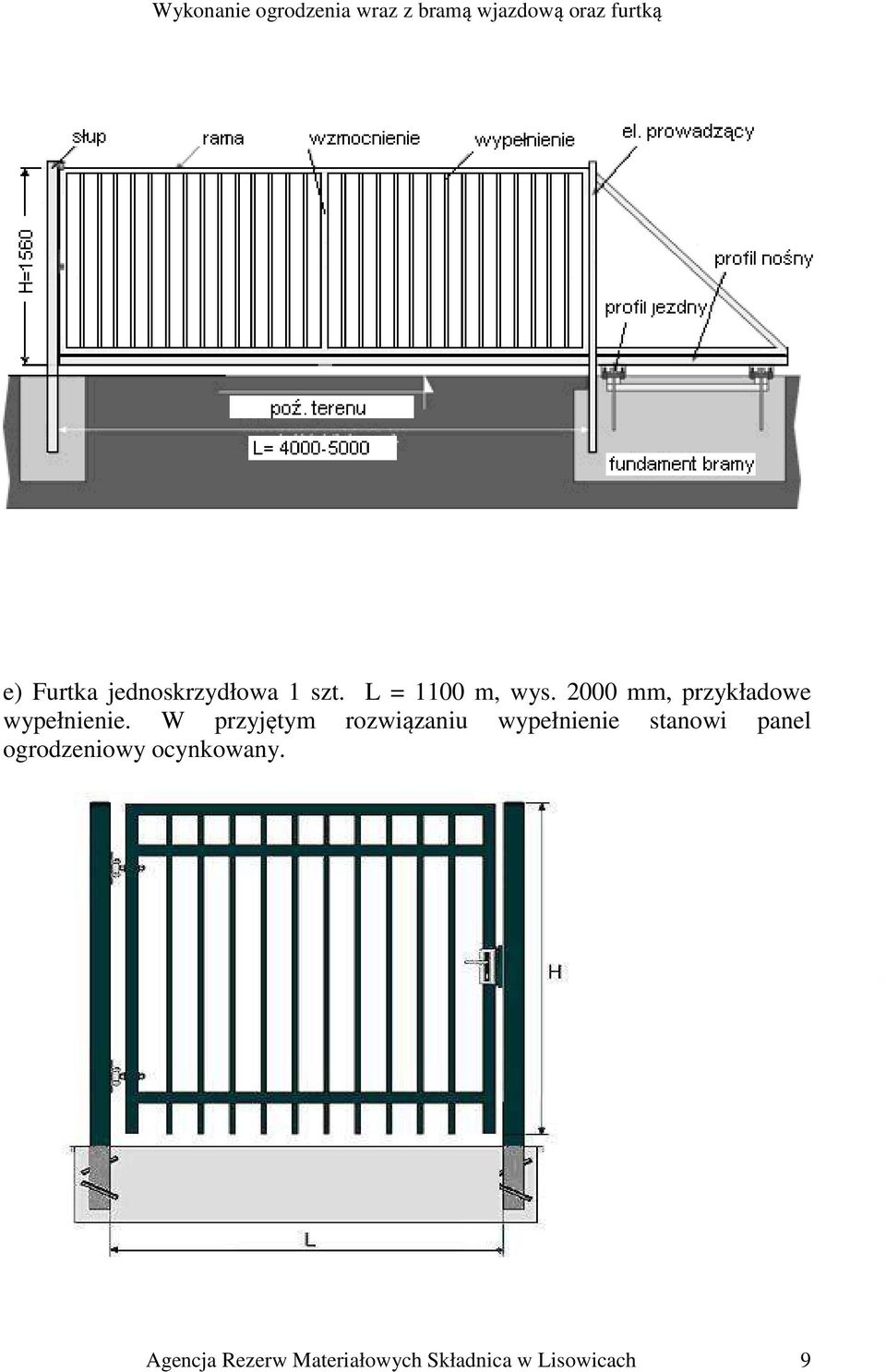 W przyjętym rozwiązaniu wypełnienie stanowi panel