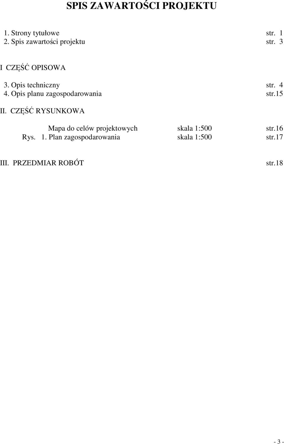 Opis planu zagospodarowania str.15 II.
