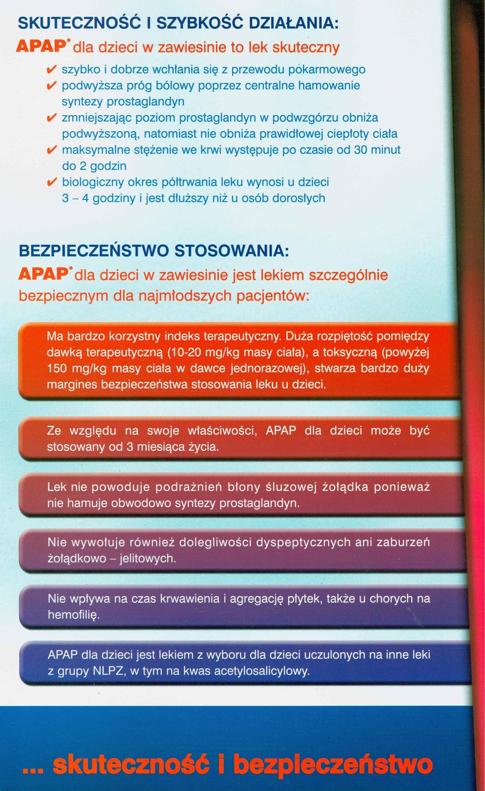 prawidłowej ciepłoty ciała t/ maksymalne stężenie we krwi występuje po czasie od 30 minut do 2 godzin t/ biologiczny okres półtrwania leku wynosi u dzieci