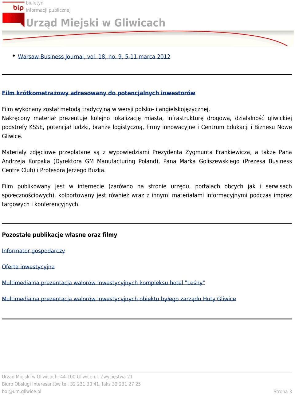 Biznesu Nowe Gliwice.