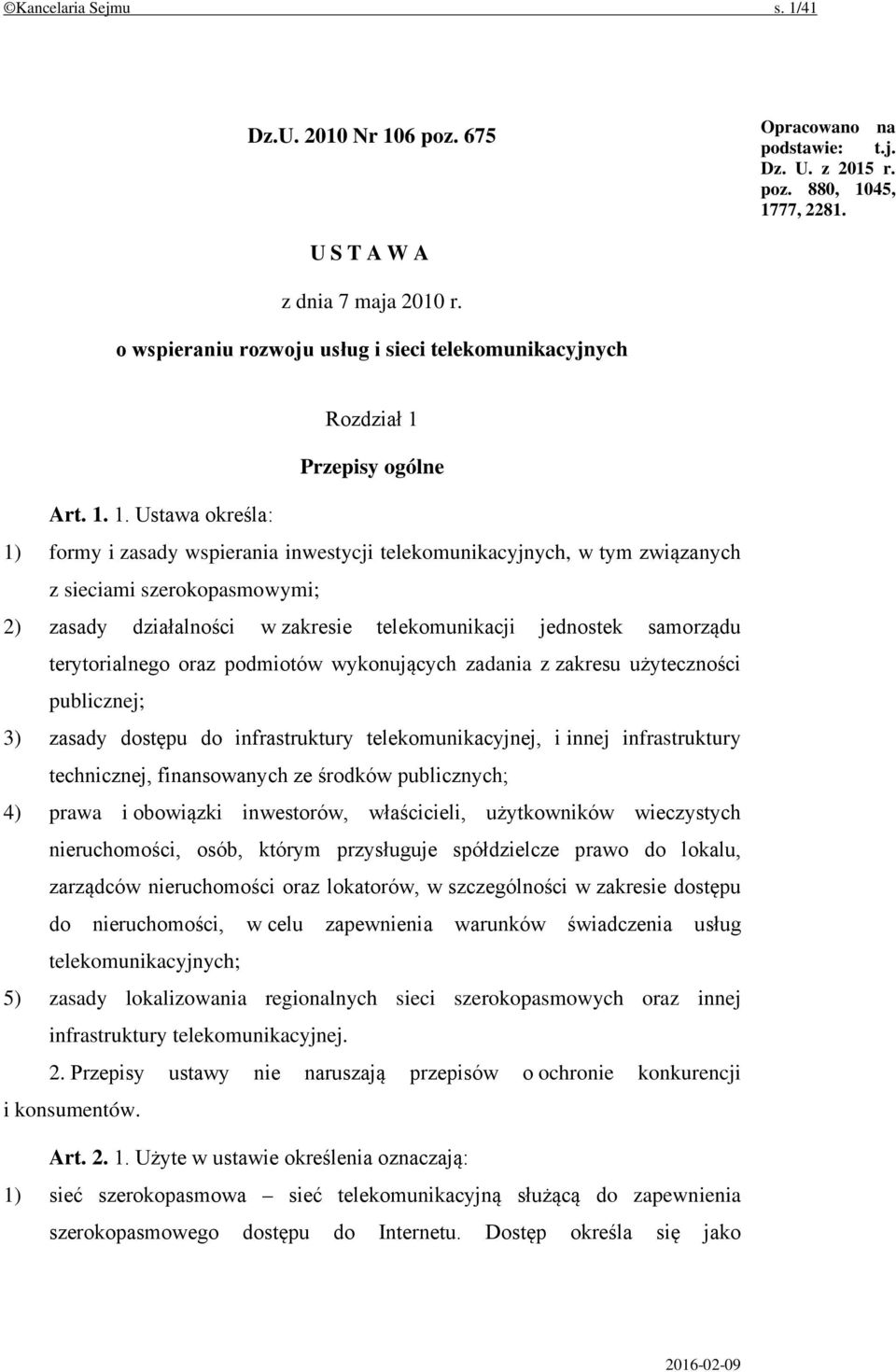 Przepisy ogólne Art. 1.