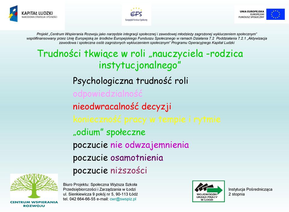 decyzji konieczność pracy w tempie i rytmie odium społeczne