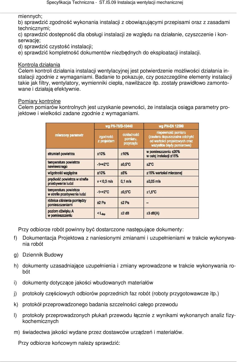 Kontrola dzia ania Celem kontroli dzia ania instalacji wentylacyjnej jest potwierdzenie mo liwo ci dzia ania instalacji zgodnie z wymaganiami.