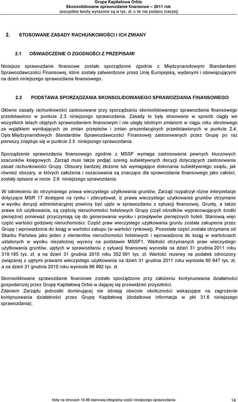 Europejską, wydanymi i obowiązującymi na dzień niniejszego sprawozdania finansowego. 2.