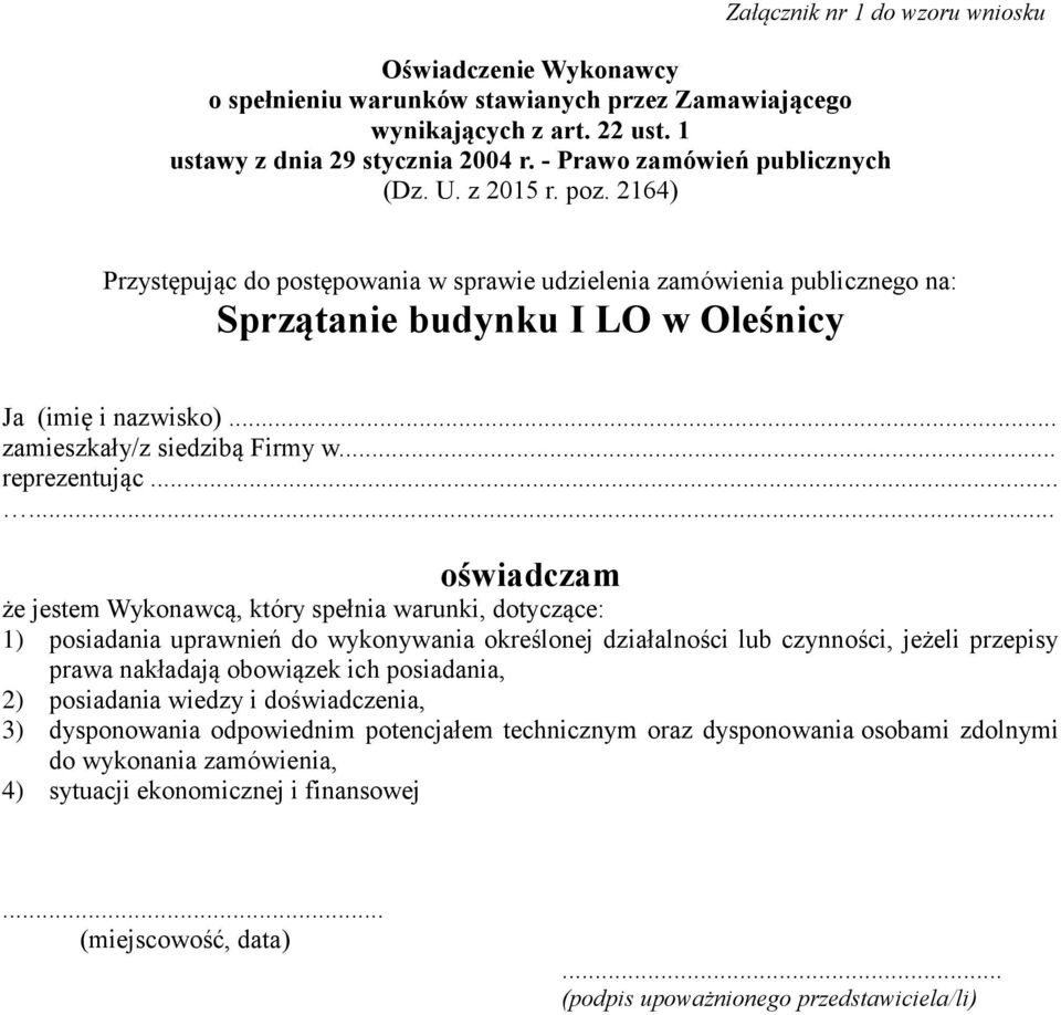 .. zamieszkały/z siedzibą Firmy w... reprezentując.