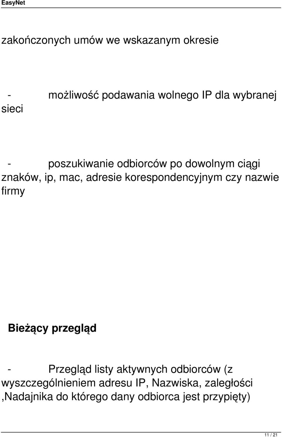 korespondencyjnym czy nazwie firmy Bieżący przegląd - Przegląd listy aktywnych odbiorców