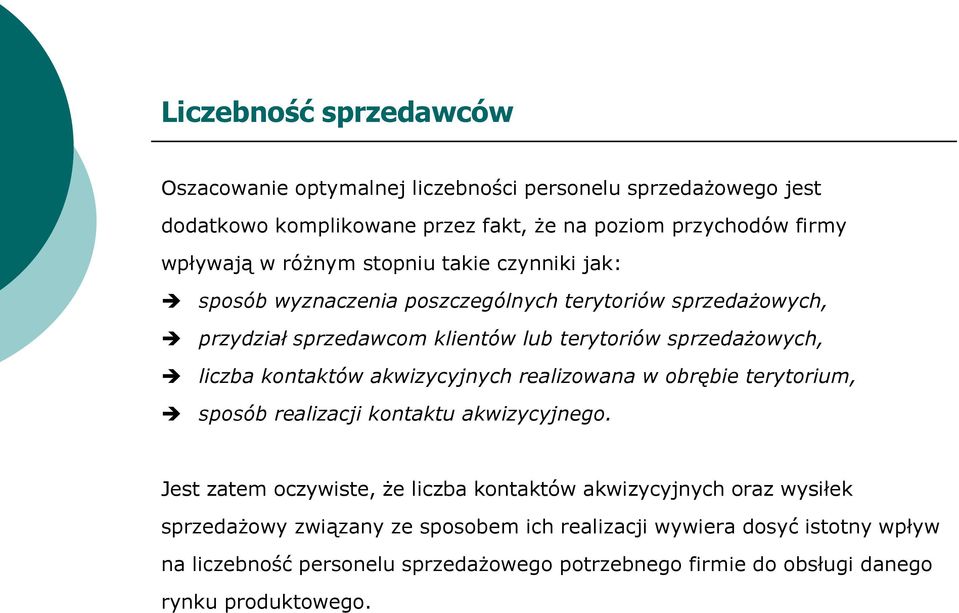 kontaktów akwizycyjnych realizowana w obrębie terytorium, sposób realizacji kontaktu akwizycyjnego.