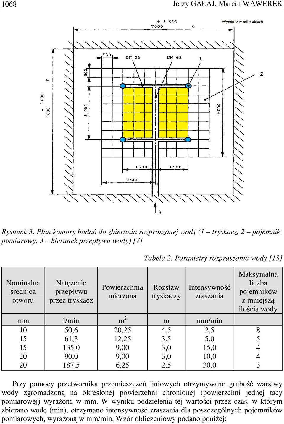 1, 0, 1,,00,00,,,,0,0,,,0 1,0,0 0,0 Maksymalna liczba pojemników z mniejszą ilością wody Przy pomocy przetwornika przemieszczeń liniowych otrzymywano grubość warstwy wody zgromadzoną na określonej