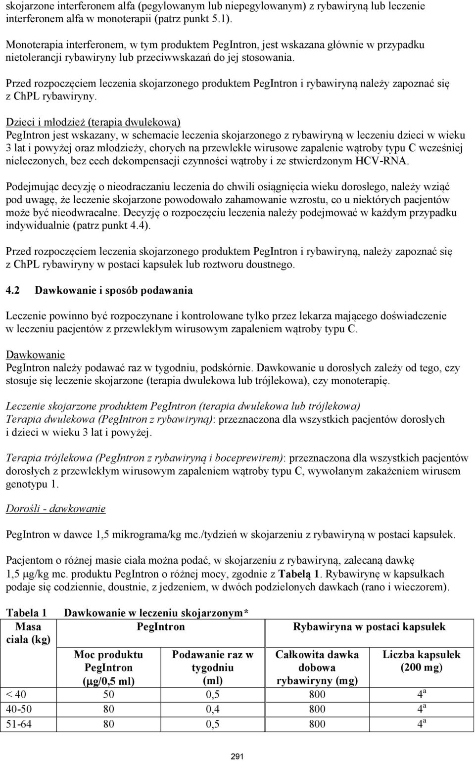 Przed rozpoczęciem leczenia skojarzonego produktem PegIntron i rybawiryną należy zapoznać się z ChPL rybawiryny.