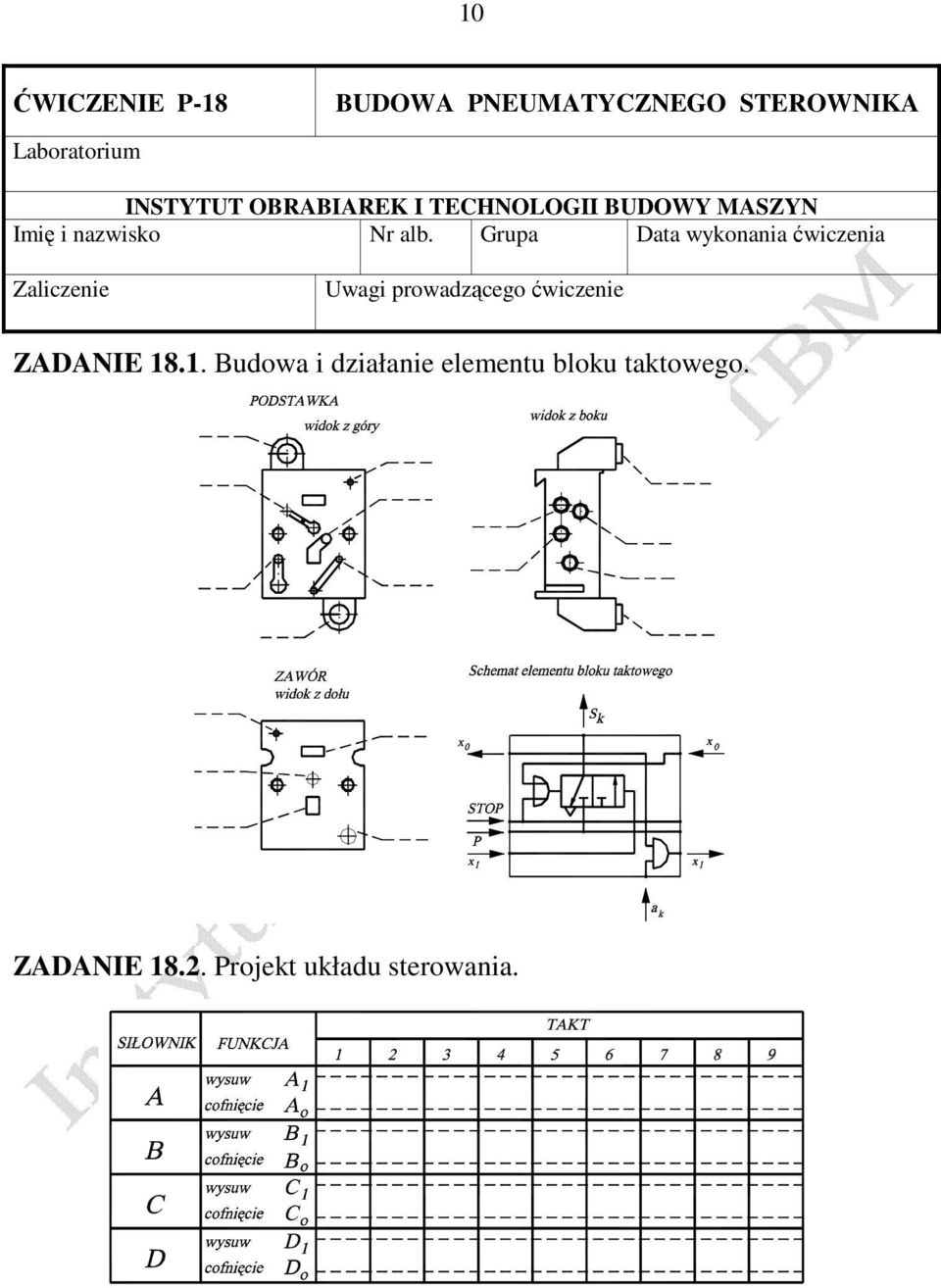 Grupa Data wykonania ćwiczenia Zaliczenie Uwagi prowadzącego ćwiczenie