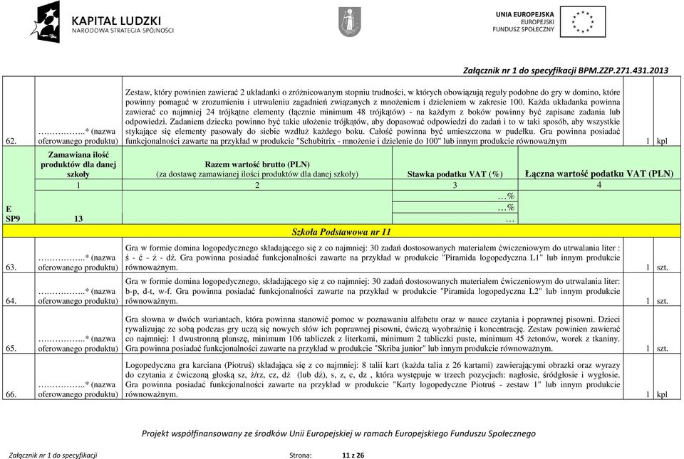 Zadaniem dziecka powinno być takie ułoŝenie trójkątów, aby dopasować odpowiedzi do zadań i to w taki sposób, aby wszystkie stykające się elementy pasowały do siebie wzdłuŝ kaŝdego boku.