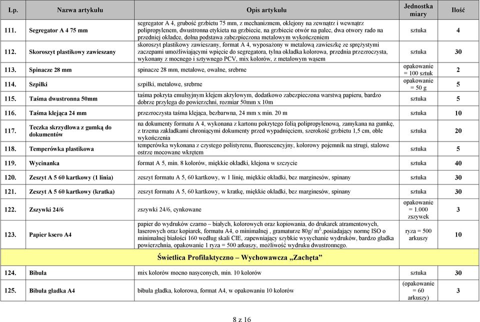 rado na przedniej okładce, dolna podstawa zabezpieczona metalowym wykończeniem skoroszyt plastikowy zawieszany, format A 4, wyposażony w metalową zawieszkę ze sprężystymi zaczepami umożliwiającymi