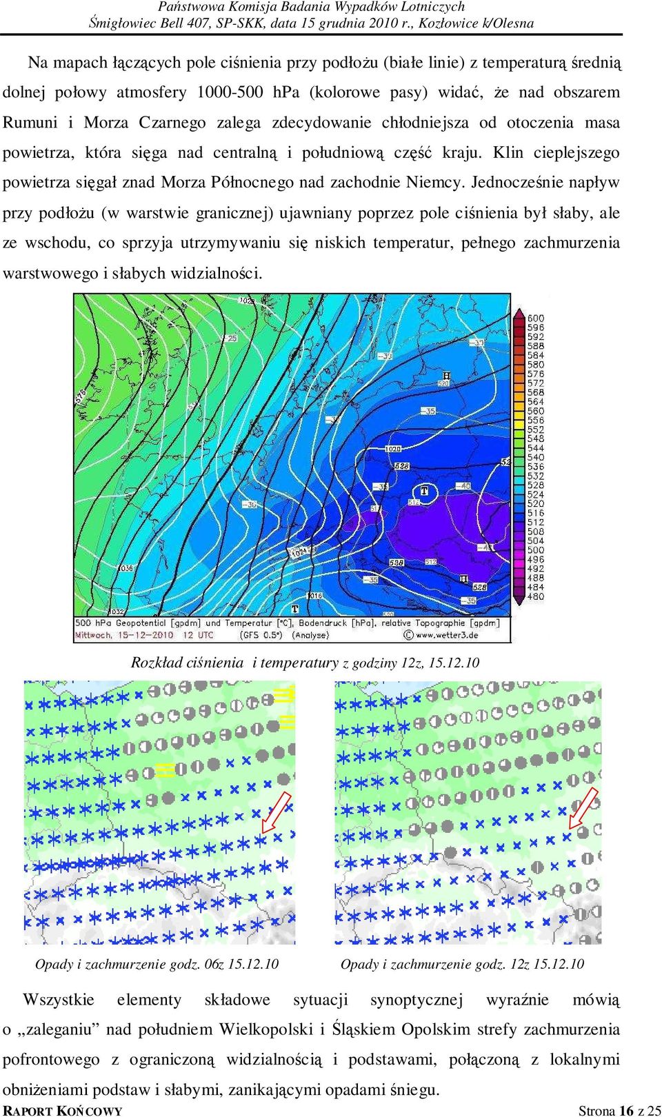 Jednocześnie napływ przy podłożu (w warstwie granicznej) ujawniany poprzez pole ciśnienia był słaby, ale ze wschodu, co sprzyja utrzymywaniu się niskich temperatur, pełnego zachmurzenia warstwowego i