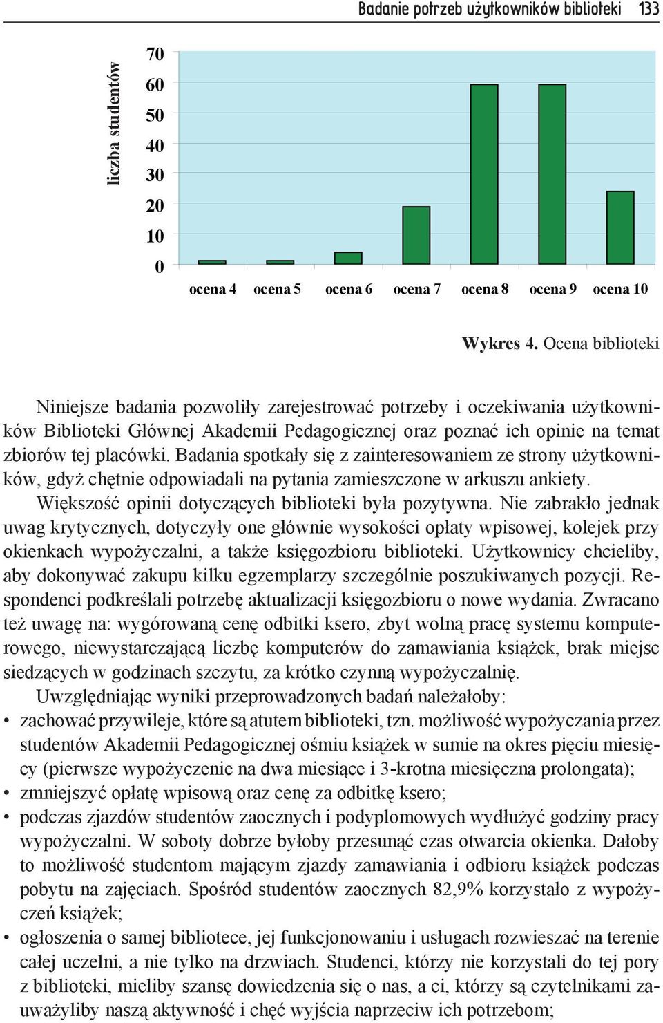 Badania spotkały się z zainteresowaniem ze strony użytkowników, gdyż chętnie odpowiadali na pytania zamieszczone w arkuszu ankiety. Większość opinii dotyczących biblioteki była pozytywna.