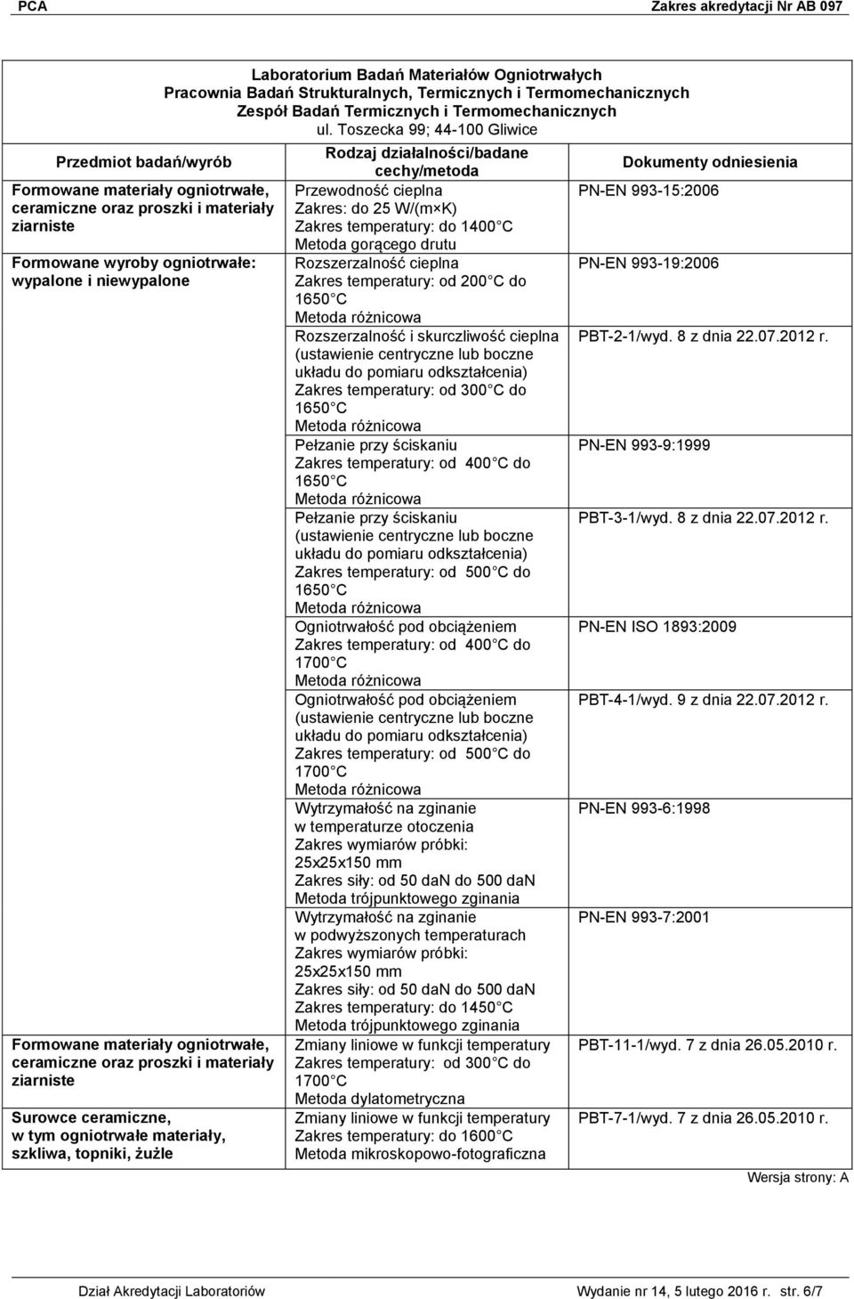 Termomechanicznych Przewodność cieplna Zakres: do 25 W/(m K) Zakres temperatury: do 1400 C Metoda gorącego drutu Rozszerzalność cieplna Zakres temperatury: od 200 C do Rozszerzalność i skurczliwość