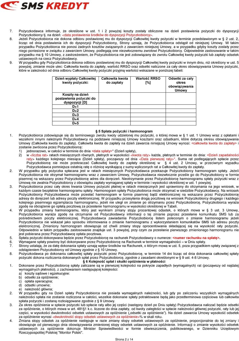 2, licząc od dnia postawienia ich do dyspozycji Pożyczkobiorcy, Strony uznają, że Pożyczkobiorca odstąpił od niniejszej Umowy.