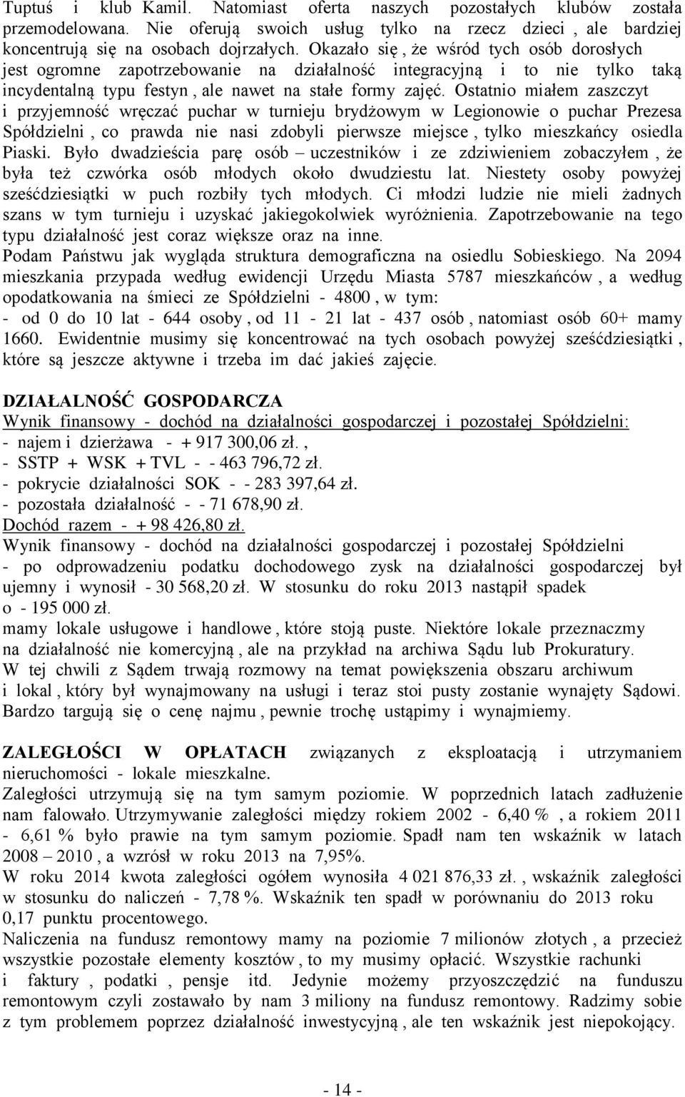 Ostatnio miałem zaszczyt i przyjemność wręczać puchar w turnieju brydżowym w Legionowie o puchar Prezesa Spółdzielni, co prawda nie nasi zdobyli pierwsze miejsce, tylko mieszkańcy osiedla Piaski.