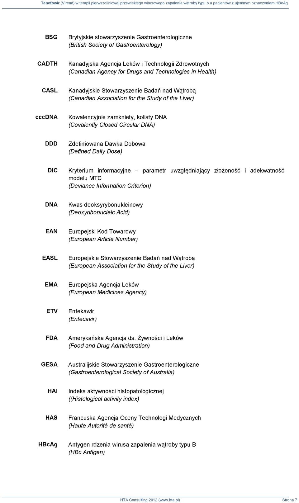 Zdefiniowana Dawka Dobowa (Defined Daily Dose) DIC Kryterium informacyjne parametr uwzględniający złożoność i adekwatność modelu MTC (Deviance Information Criterion) DNA Kwas deoksyrybonukleinowy