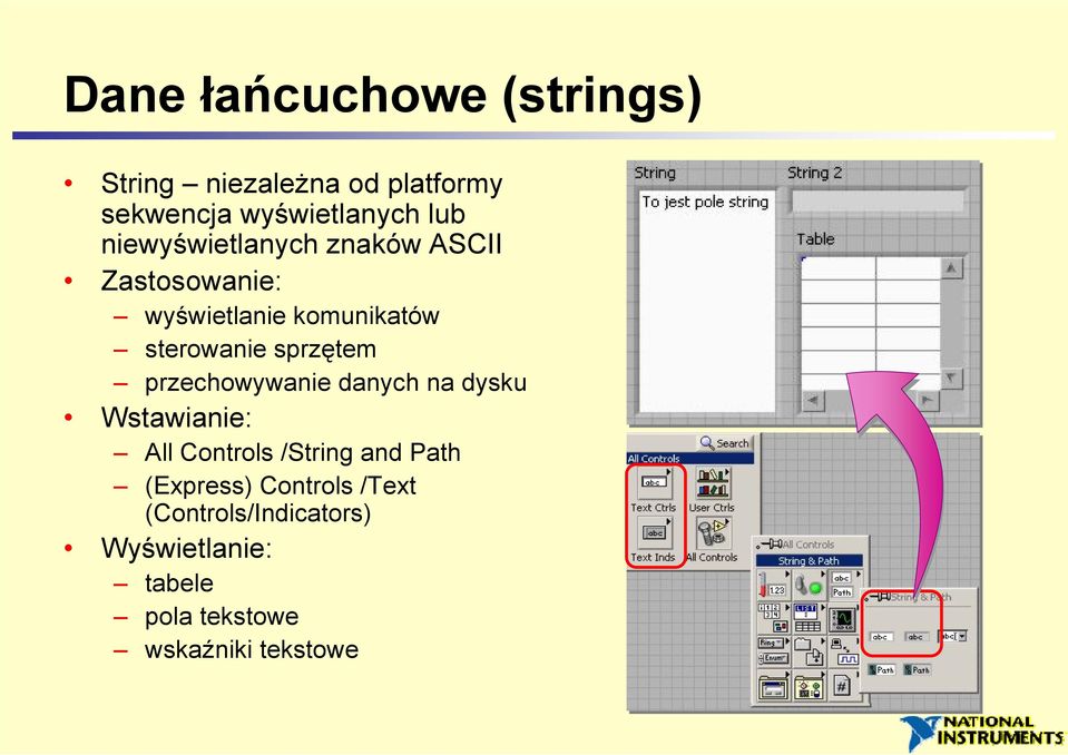 sprzętem przechowywanie danych na dysku Wstawianie: All Controls /String and Path