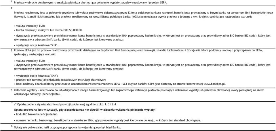 Norwegii, Islandii i Lichtensteinu lub przelew zrealizowany na rzecz Klienta polskiego banku, jeśli zleceniodawca wysyła przelew z jednego z ww.