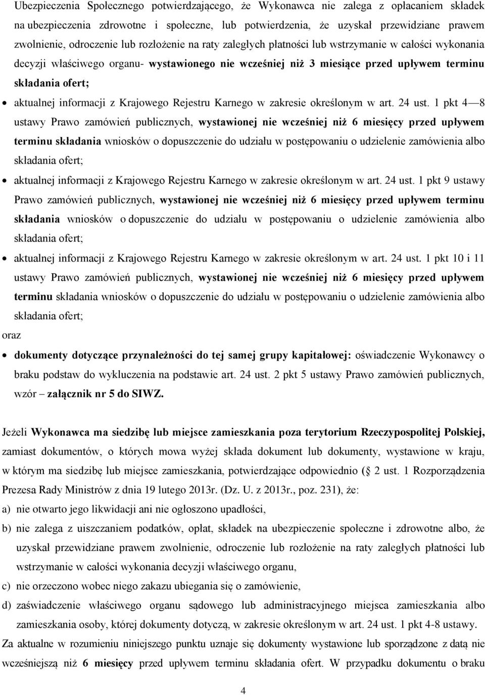 aktualnej informacji z Krajowego Rejestru Karnego w zakresie określonym w art. 24 ust.