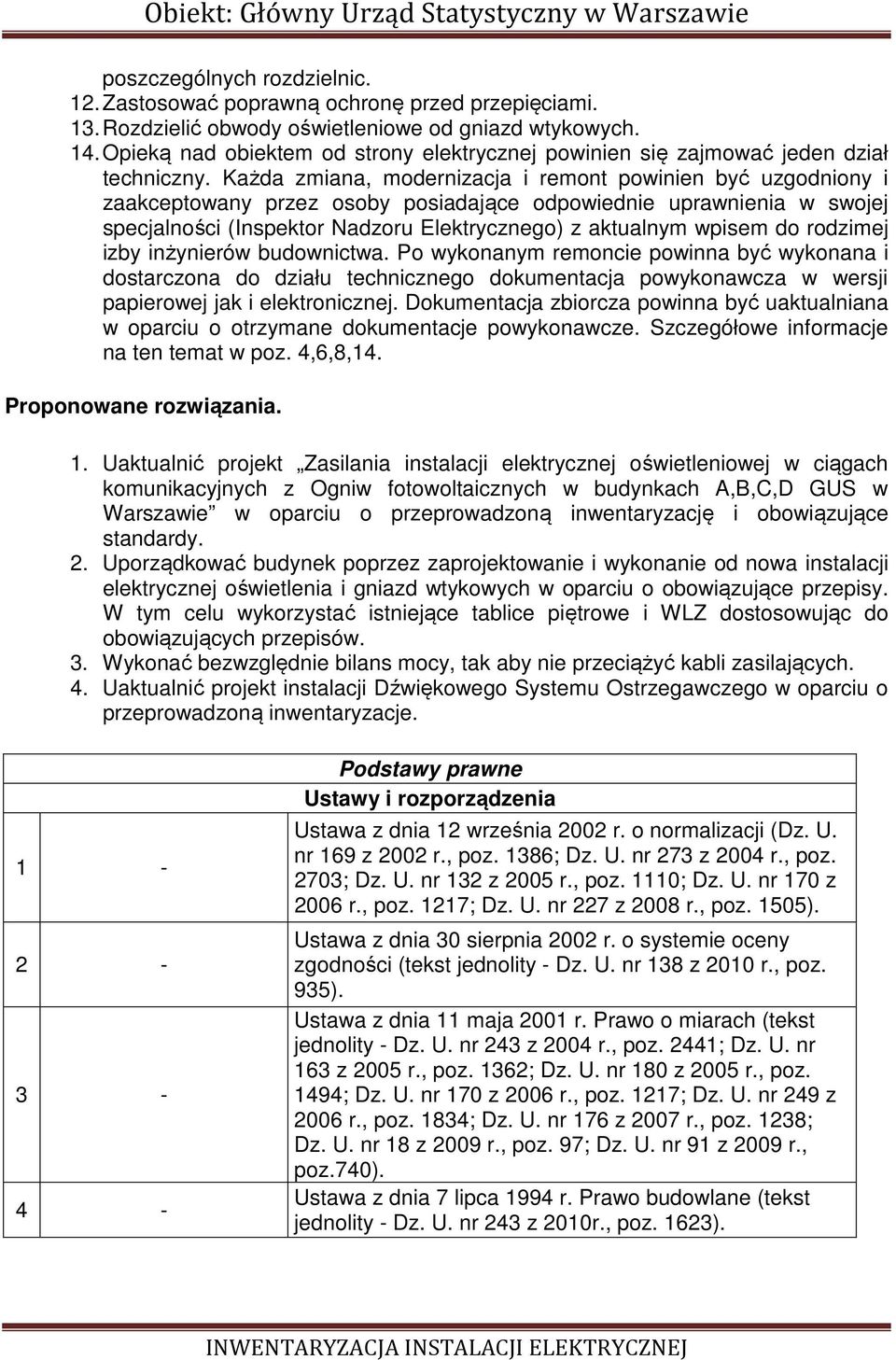 Każda zmiana, modernizacja i remont powinien być uzgodniony i zaakceptowany przez osoby posiadające odpowiednie uprawnienia w swojej specjalności (Inspektor Nadzoru Elektrycznego) z aktualnym wpisem